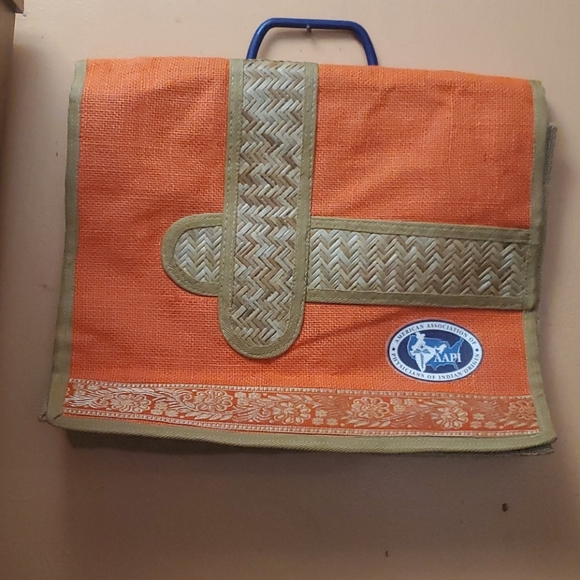Indian Origin Shoulder Bag. Color: Orange. - Picture 2 of 5
